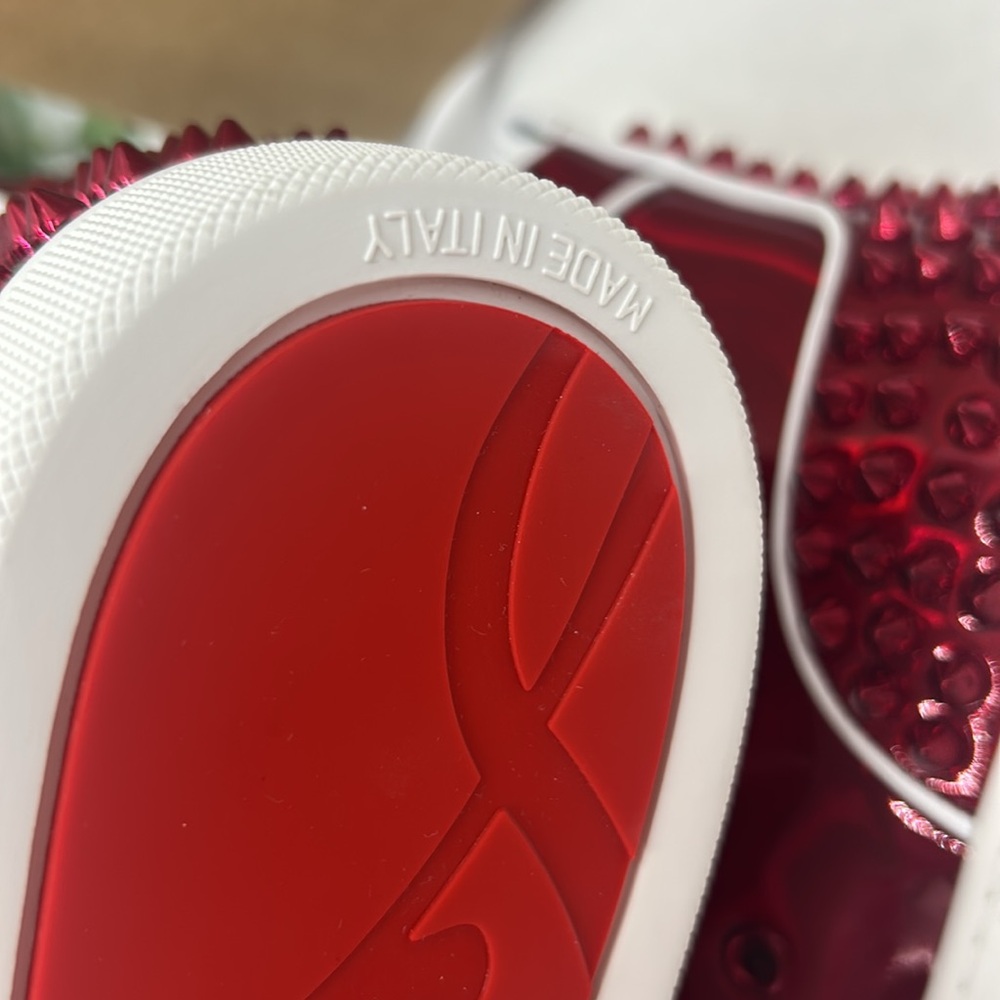 Christian Louboutin Red Spiked Sneakers - Picture 4 of 10